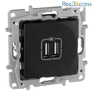 Розетка 2хUSB Legrand Etika антрацит 672694