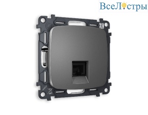 Комплект механизма телефонной розетки RJ-11(4P4C) со шторкой Ambrella Volt Omega MO662030