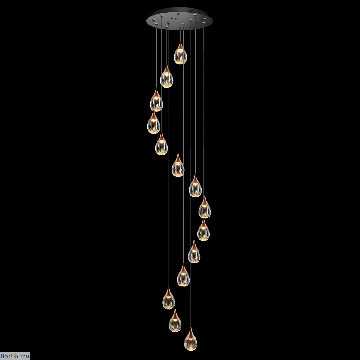 каскадная люстра delight collection stilla md24001004-14a copper/clear