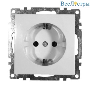 Розетка 2P+PE Stekker Катрин со шторками белый GLS16-7110-01 39304