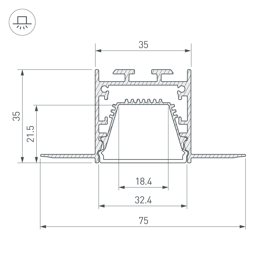 профиль arlight linia32-fantom-tray-2000 anod (алюминий) 062166