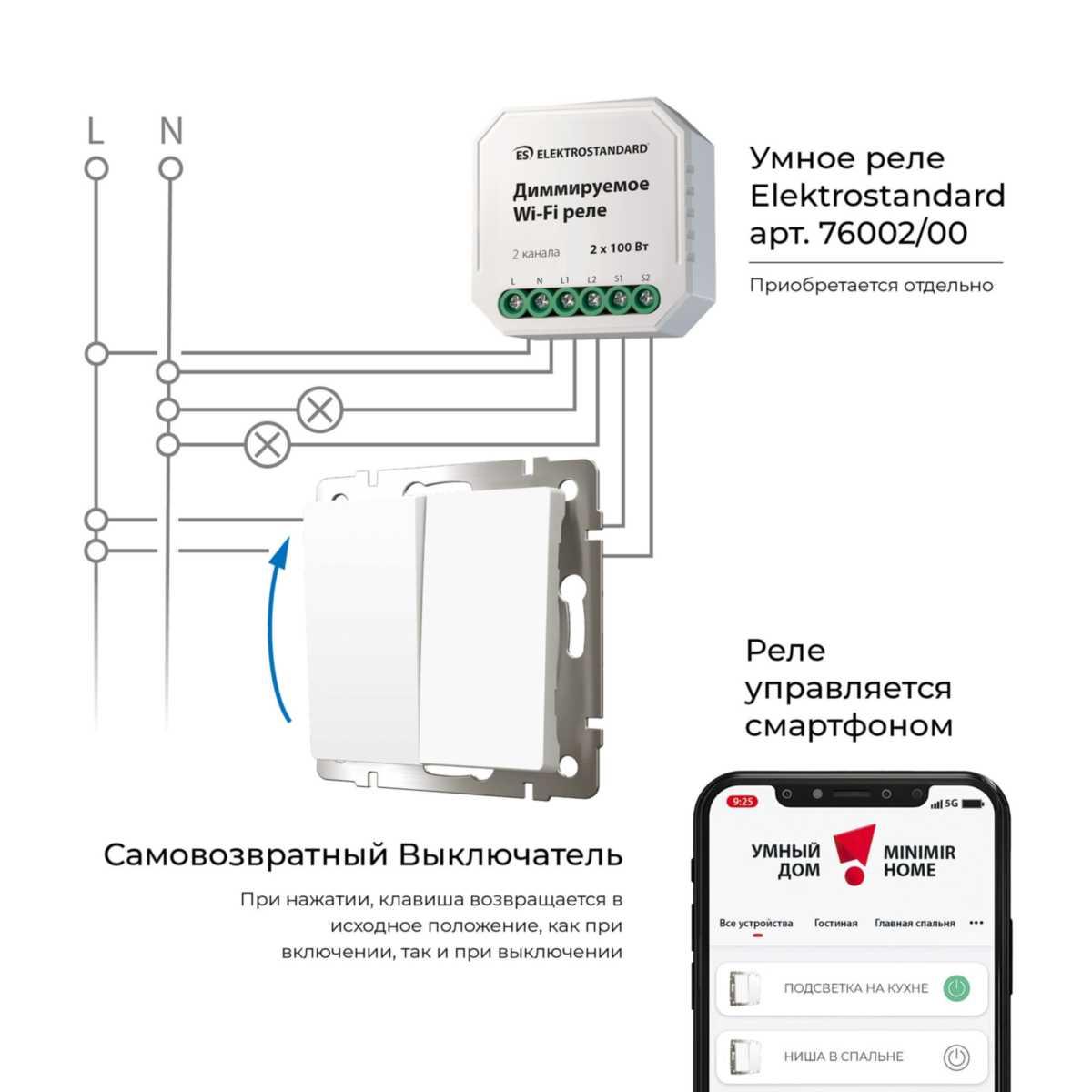 выключатель двухклавишный с самовозвратом werkel белый w1122401 4690389192319