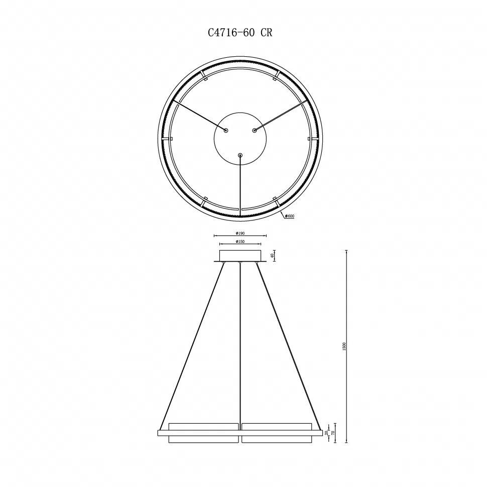 подвесной светодиодный светильник iledex meridian c4716-60 cr