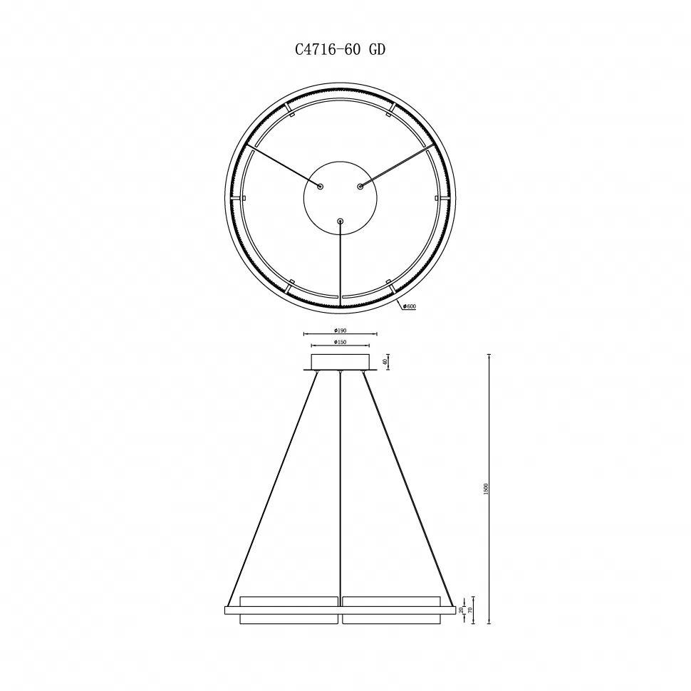 подвесной светодиодный светильник iledex meridian c4716-60 gd