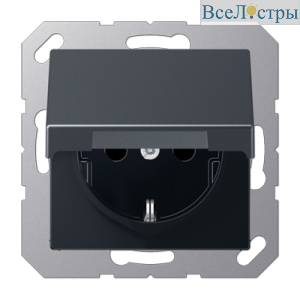 Розетка 2K+З с крышкой Jung A1520BFKLANM