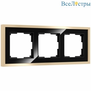Рамка на 3 поста Werkel Baguette черный-латунь 4690389185809 W0032852 a060241