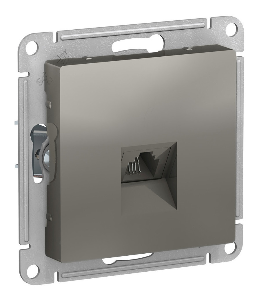 розетка телефонная rj11, механизм systeme electric atlasdesign сталь atn000981