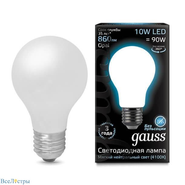 лампа светодиодная филаментная gauss e27 10w 4100к матовая 102202210