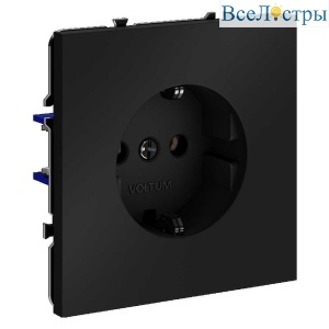 Розетка встраиваемая Voltum S70 с заземлением 16А, (черный матовый) VLS040108