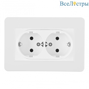 Розетка двойная с/з и шторками Arte Milano SET16-double-40-2 white