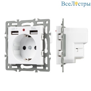 Механизм розетки с USB зарядкой Arlight SCT-MUAA-PL-WH (250V, 16A) 043733