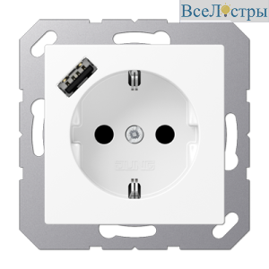 Розетка 2K+З Jung A1520-18AWWM