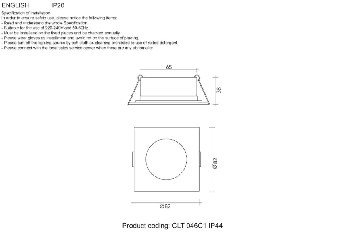 встраиваемый светильник crystal lux clt 046c1 wh ip44