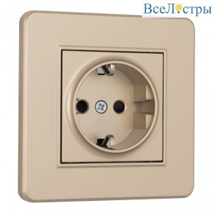 Комплект розетки с/з и шторками и рамкой Arte Milano SET16-1-40-1 shampan