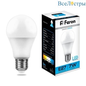 Лампа светодиодная Feron E27 7W 6400K Шар Матовая LB-91 25446