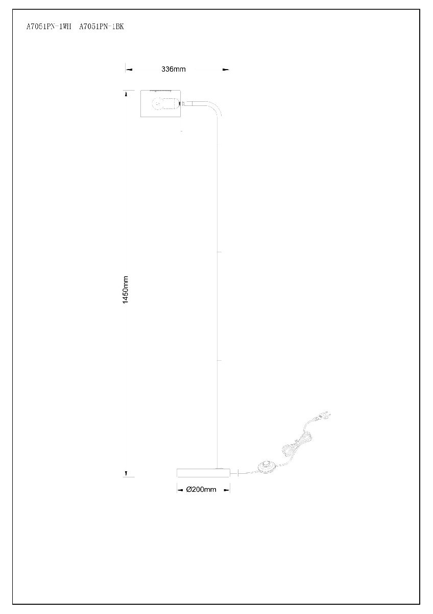 торшер arte lamp sebastian a7051pn-1bk