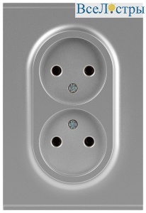 Розетка Эра Arktik 16-2107-03 без заземления двойная 2X2P 16А-250В алюминий Б0071683