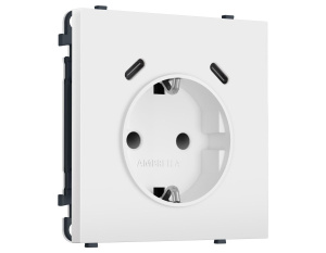 Комплект механизма электрической розетки SIGMA Белый мягкое касание 2USB С+C 20W Ambrella Volt MS830510 (SP8305, PR165)