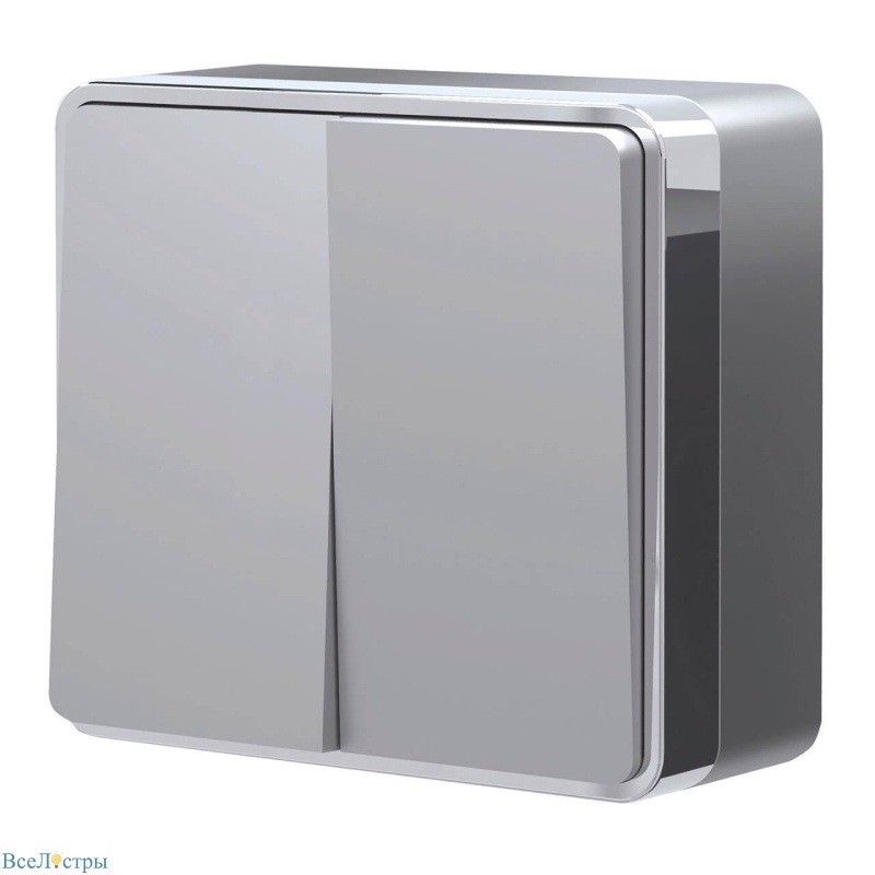 выключатель двухклавишный werkel gallant серебряный w5020006 4690389167102
