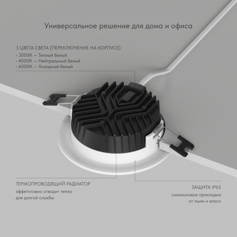 встраиваемый светильник denkirs versa dk2461-wh
