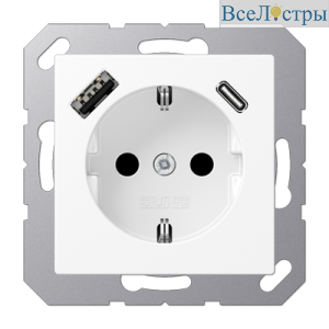 Розетка 2K+З Jung A1520-15CAWWM