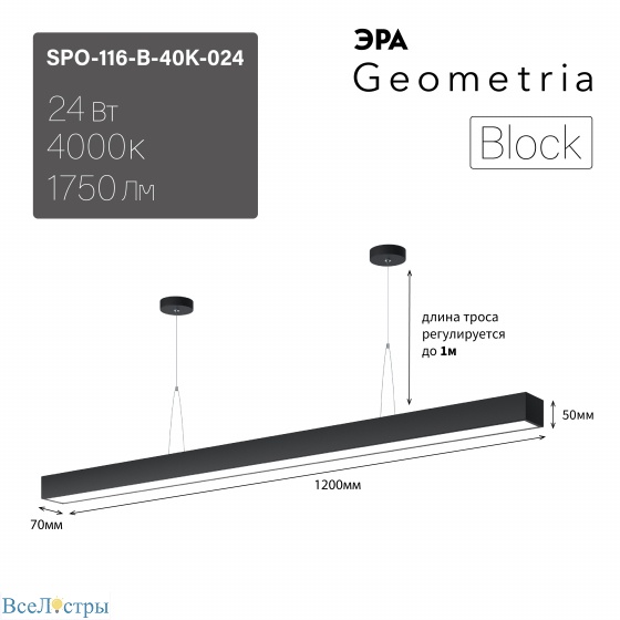 подвесной светильник эра geometria spo-116-b-40k-024 б0058865