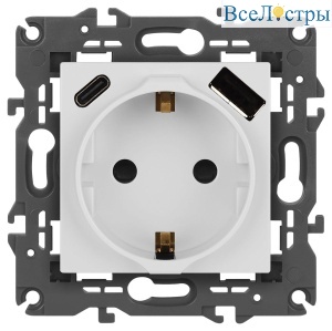 Розетка со шторками с USB type-A+C Эра Elegance 14-4108-01 Б0067736
