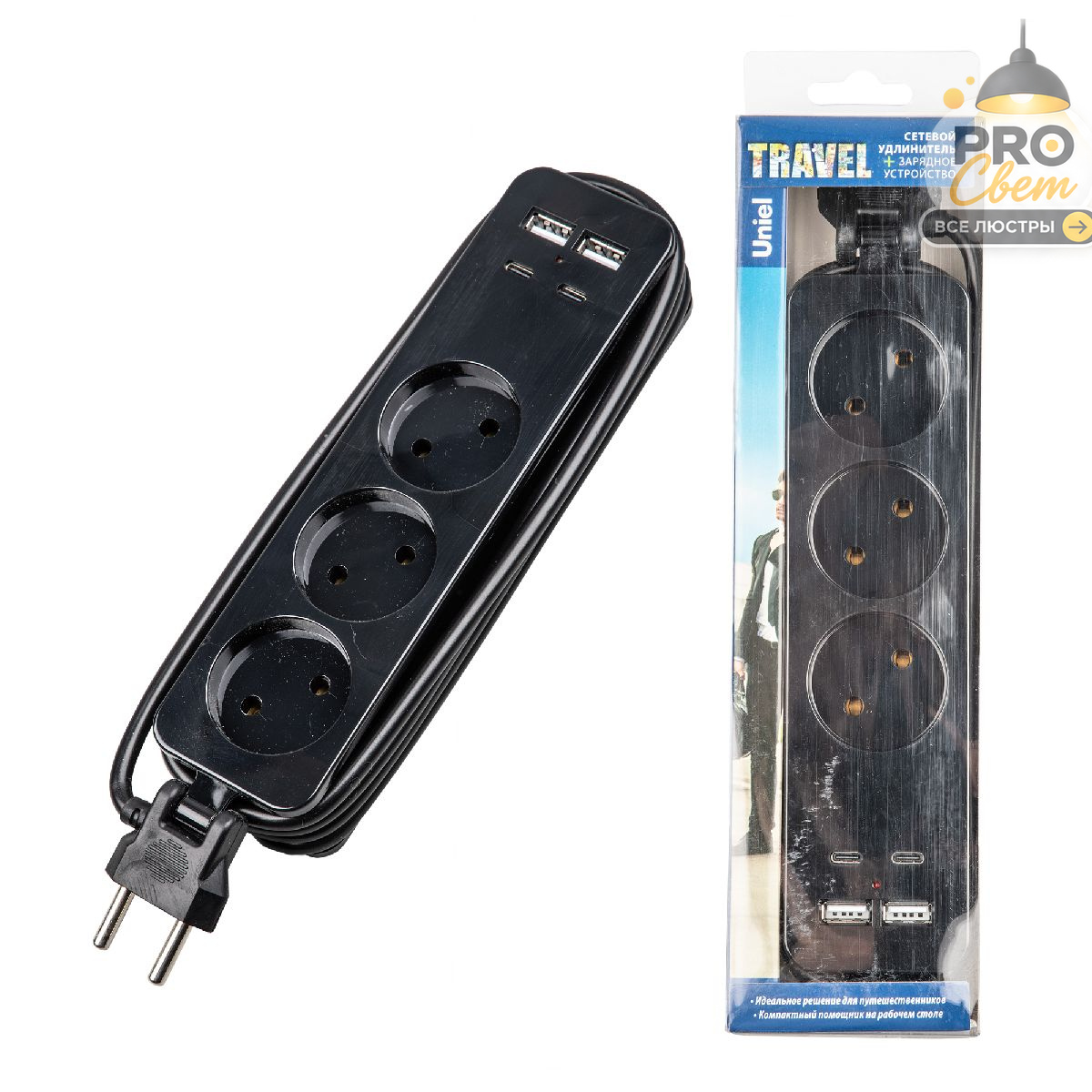 удлинитель uniel s-ct3-1,8uc black ul-00011139