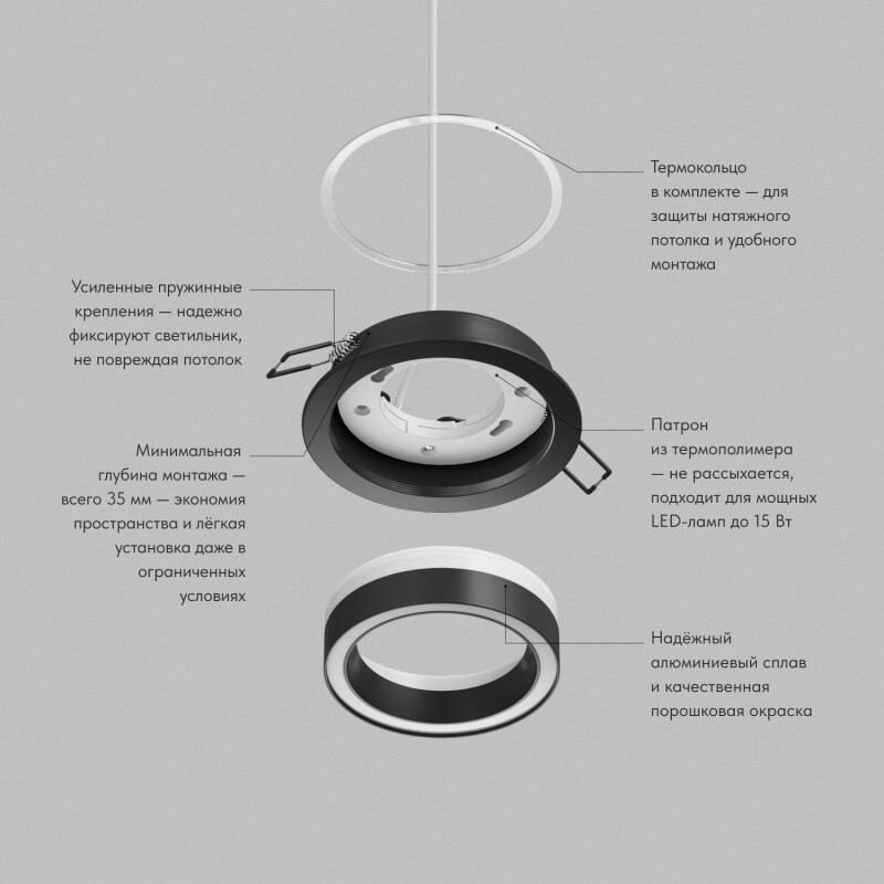 встраиваемый светильник denkirs glow dk-dh2010-bk