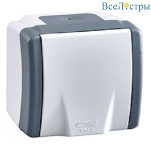 Розетка 2К Mono Electric Octans IP54 16A 250V бело-серый 154-020006-116