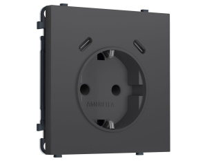 Комплект механизма электрической розетки SIGMA Графит Мягкое касание 2USB С+C 20W Ambrella Volt MS910510 (SP9105, PR165)