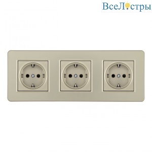 Розетка тройная (трехпостовая) с/з и шторками Arte Milano SET16-3-40-1x3 shampan