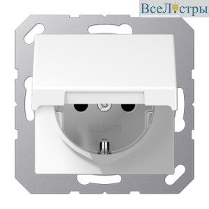 Розетка 2K+З с крышкой Jung A1520BFKLWW