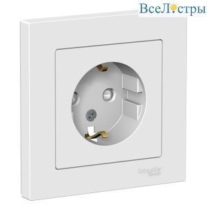 Розетка с/з со шторками, 16А, в сборе Systeme Electric AtlasDesign Бел ATN000144