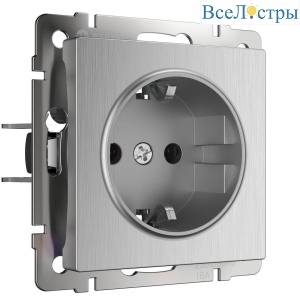 Розетка с заземлением Werkel cеребряный рифленый W1171009 4690389159701