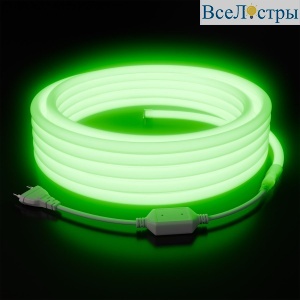 Комплект светодиодного неона Apeyron 220В, 6Вт/м, зеленый, smd 2835, 144д/м 10м, IP65,  с аксессуарами (сетевой шнур, заглушка, крепеж - 10шт) 10-118