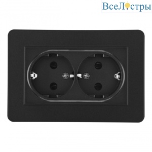 Розетка двойная с/з и шторками Arte Milano SET16-double-40-2 black
