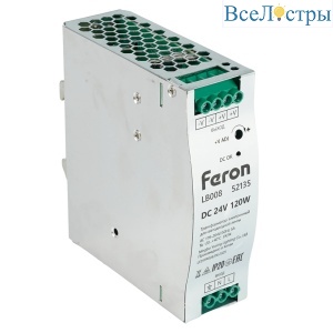 Трансформатор электронный на DIN-рейку Feron LB008 120W 24V IP20 52135