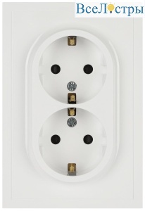 Розетка ЭРА Galaxy 15-2104-01 с заземлением двойная 2X2P+E Schuko 16А-250В IP20 белый Б0070678