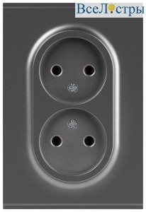 Розетка Эра Arktik 16-2107-06 без заземления двойная 2X2P 16А-250В графит Б0071686