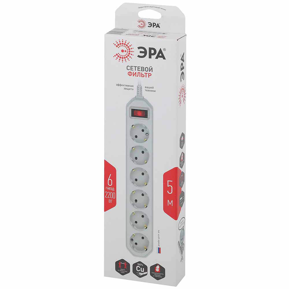 сетевой фильтр эра usf-6es-5m-w-box б0037264