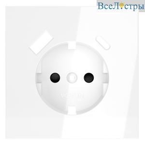 Накладка для розетки с заземлением и защитными шторками, с USB A+C Voltum S70 (белый глянцевый) VLS001001