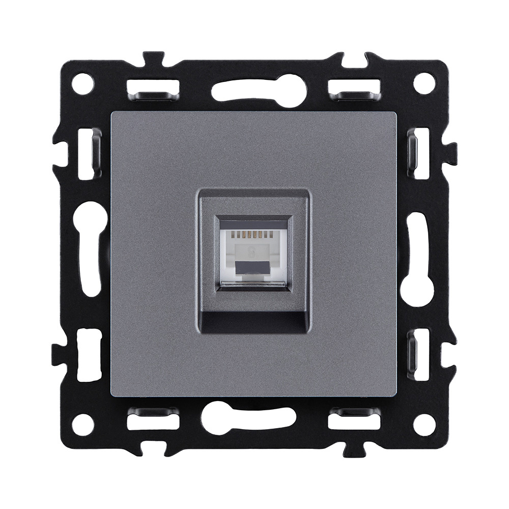 розетка ethernet rj45 cat.6, серый kollinger asthetik as-017gy