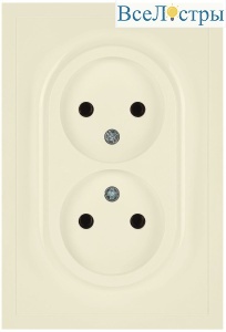 Розетка Эра Galaxy 15-2107-02 без заземления двойная 2X2P 16А-250В IP20 слоновая кость Б0071698