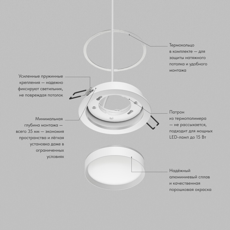 встраиваемый светильник denkirs ratio dk-dh2000-wh