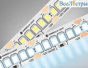 Светодиодная лента Ambrella Light 17W/m 240LED/m 2835SMD холодный белый 5M GS1403