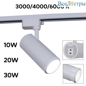 Трековый однофазный светильник Reluce 06650-9.3-LED10/20/30W CCT WT