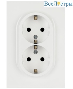 Розетка Эра Arktik 16-2105-01 двойная с заземлением 2X2P+E Schuko со шторками 16А-250В белый Б0070454