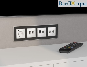 Комплект механизма розетки компьютерной + TV оконечной RJ-45 с автоматической защитной шторкой Alfa Белый глянец Quant Ambrella Volt MA112510 (AP1125, VM195)