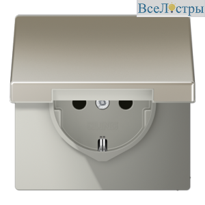 Розетка 2K+З cо шторками и крышкой Jung ES1520KIKL